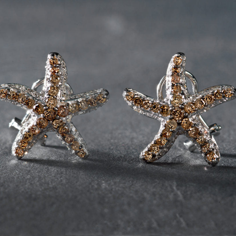 Vintage Bright Starfish Silver Earrings-Lydieannejewelry