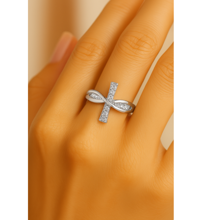 Silver Infinity Cross Resizable Ring-Lydieannejewelry