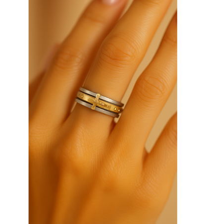 Gold Layered Religious Cross Ring-Lydieannejewelry