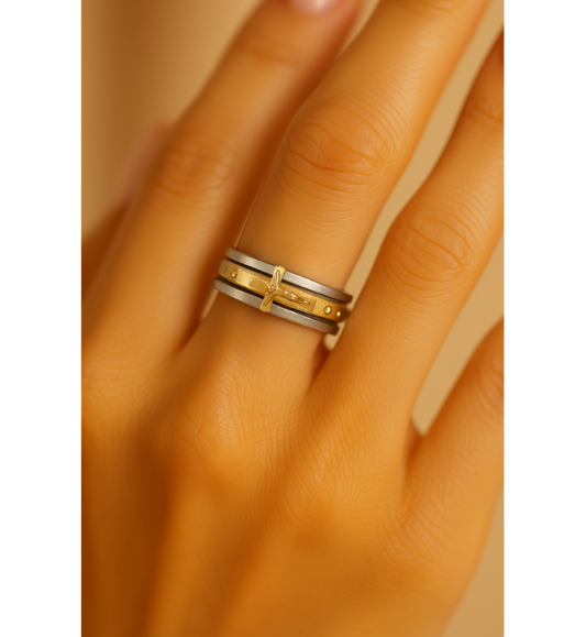 Gold Layered Religious Cross Ring-Lydieannejewelry