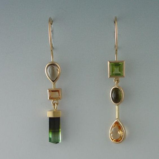 Vintage Dangling Green & Orange Earrings-Lydieannejewelry
