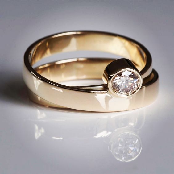 Vintage Fine Gold Zirconia Ring Set-Lydieannejewelry