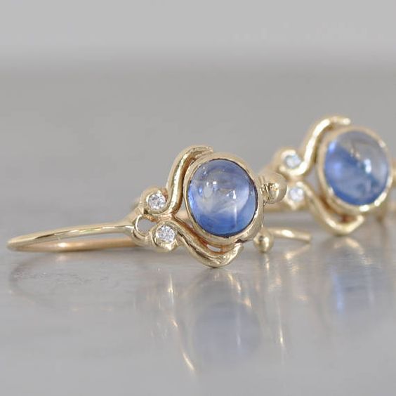 Vintage Blue Crystal Eye Gold Ring-Lydieannejewelry