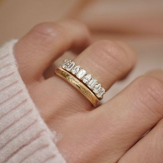 Vintage Bright Ring Golden Set-Lydieannejewelry