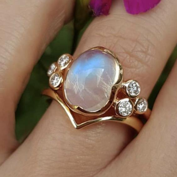 Vintage Moonstone Drop Ring-Lydieannejewelry