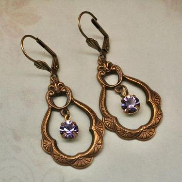 Vintage Hollow Bronze Earrings-Lydieannejewelry