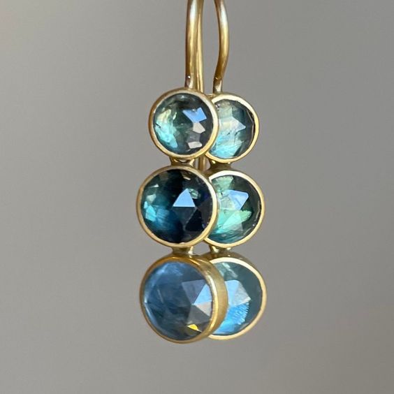 Vintage Blue Glass Dangling Earrings-Lydieannejewelry