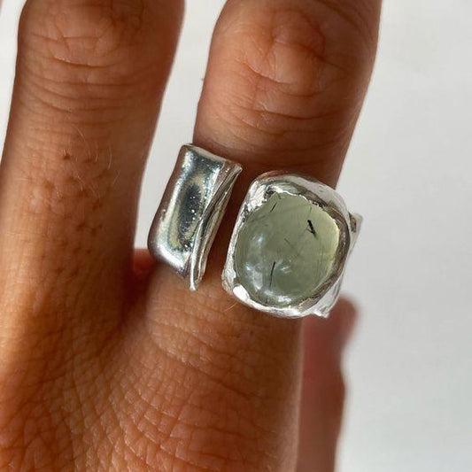 Vintage Stone Silver Forged Ring-Lydieannejewelry