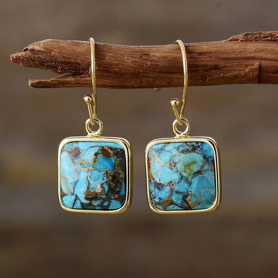 Vintage Cubic Blue Stone Earrings-Lydieannejewelry