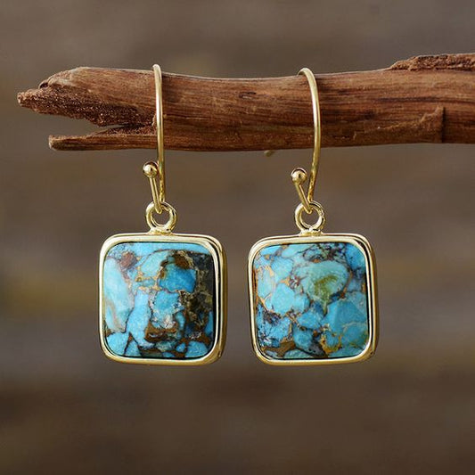 Vintage Cubic Blue Stone Earrings-Lydieannejewelry