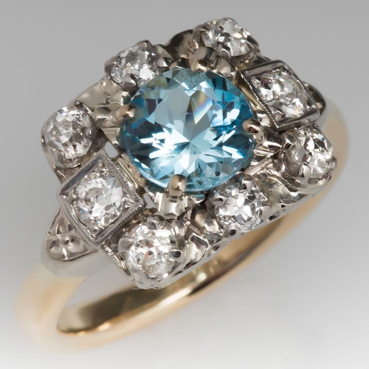 Vintage Cocktail Blue Crystal Ring-Lydieannejewelry