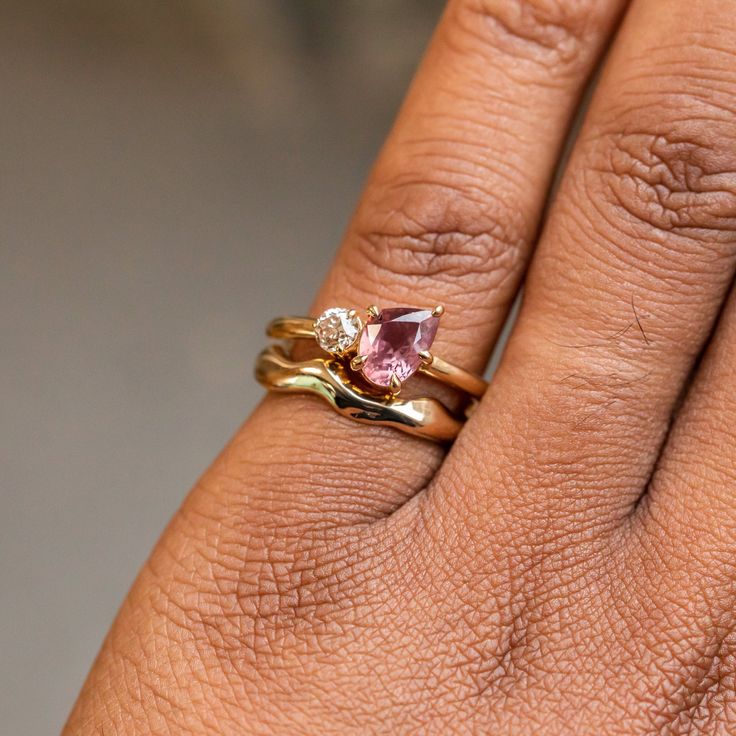 Vintage Pink Drop Crystal Ring-Lydieannejewelry