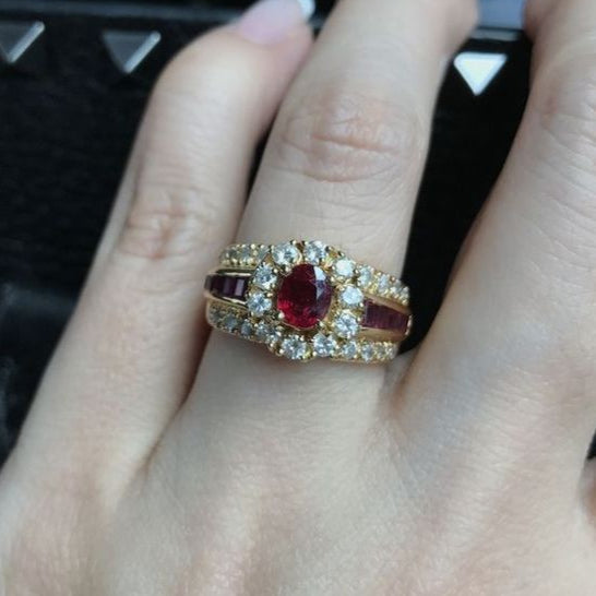 Vintage Red Zirconia Elegant Ring-Lydieannejewelry