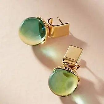 Vintage earrings with green crystal in gold-USA Jewellery