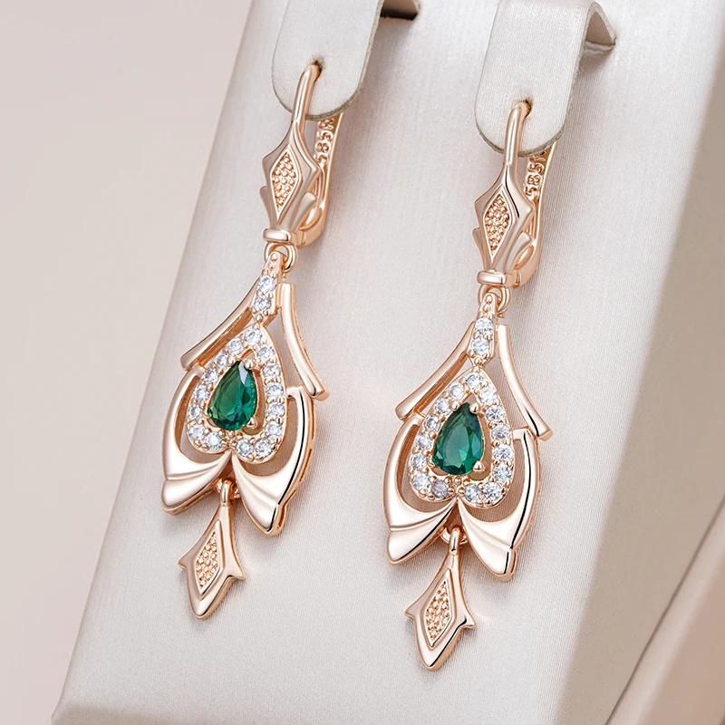 Elegant Bright Green Dangling Earrings-Lydieannejewelry