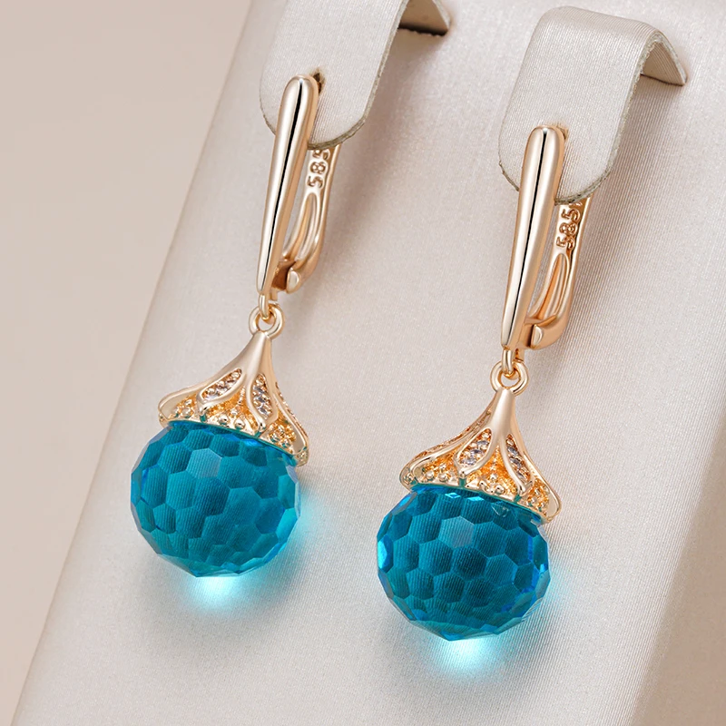 Elegant Luminous Blue Crystal Earrings-Lydieannejewelry