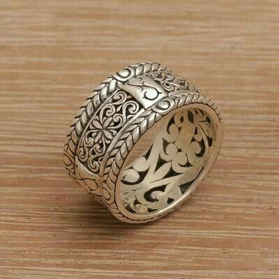 Vintage Silver Hollow Ivy Ring-Lydieannejewelry