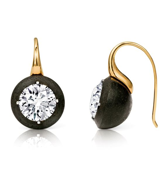 Vintage Black Inlaid Zirconia Earrings-Lydieannejewelry
