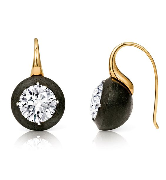 Vintage Black Inlaid Zirconia Earrings-Lydieannejewelry