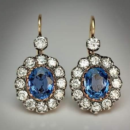 Vintage Bright Blue Earrings-Lydieannejewelry