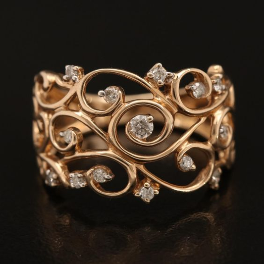 Vintage Rose Ivy Zirconia Ring-Lydieannejewelry