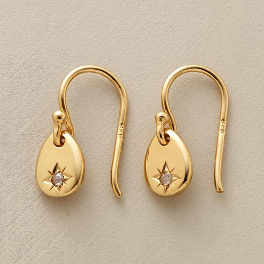 Vintage Gold Star Drop Earrings-Lydieannejewelry
