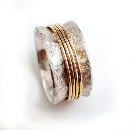 Golden Thread Ring in Vintage Silver-Lydieannejewelry