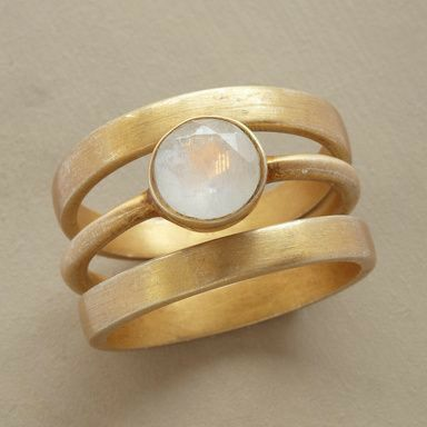 Vintage Gold & Inlaid Moonstone Ring-Lydieannejewelry