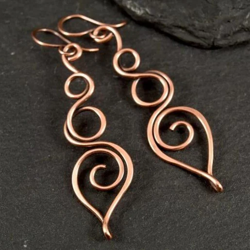 Vintage Dangling Bronze Hollow Earrings-Lydieannejewelry