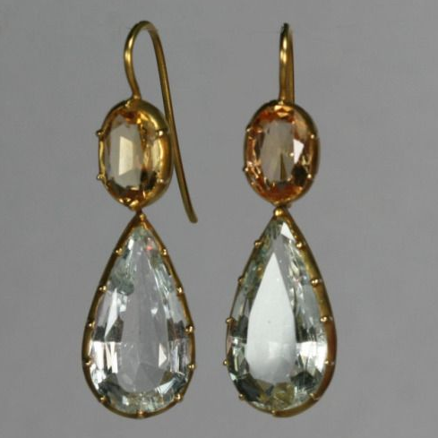 Vintage Green Glass Drop Earrings-Lydieannejewelry