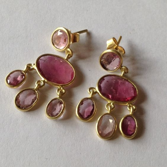 Vintage Garnet Stone Rain Earrings-Lydieannejewelry