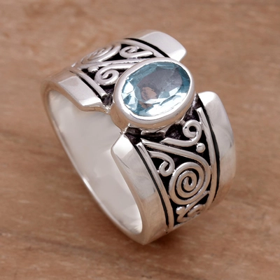 Vintage Blue Silver Stone Ring-Lydieannejewelry