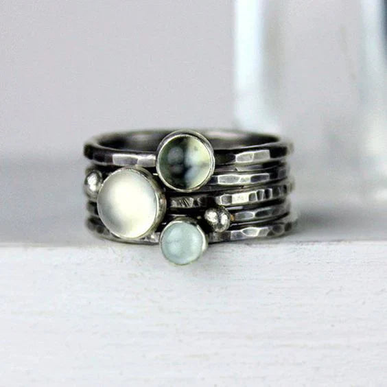 Vintage Moonstones Silver Ring-Lydieannejewelry