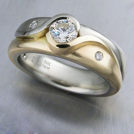 Vintage Zirconia Gold & Silver Plated Ring-Lydieannejewelry