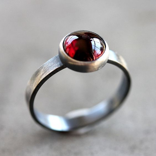Vintage Red Inlaid Bright Stone Ring-Lydieannejewelry