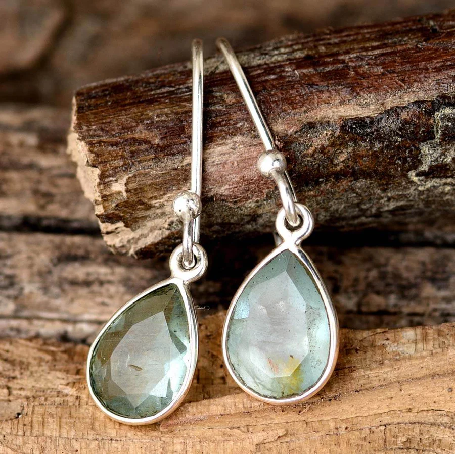 Vintage Crystal Drop Silver Earrings-Lydieannejewelry
