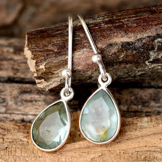 Vintage Crystal Drop Silver Earrings-Lydieannejewelry