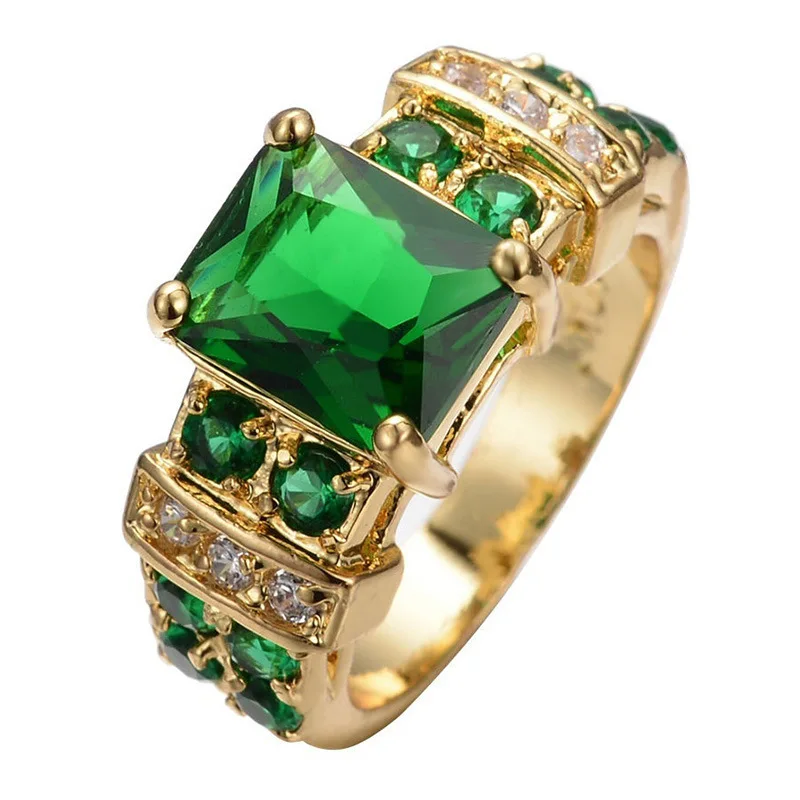 Vintage Green Crystal and Gold Ring-Lydieannejewelry