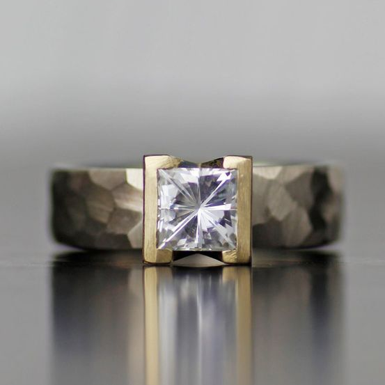 Vintage Silver & Gold Inlaid Glass Ring-Lydieannejewelry