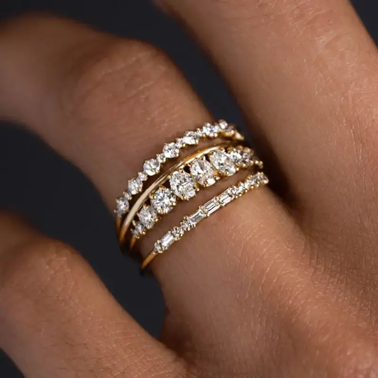 Vintage Elegant Zirconia Ring Set-Lydieannejewelry