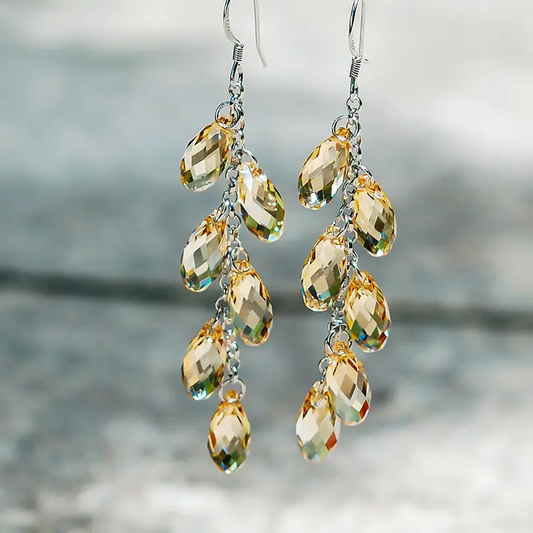 Vintage Dangling Crystals Earrings-Lydieannejewelry