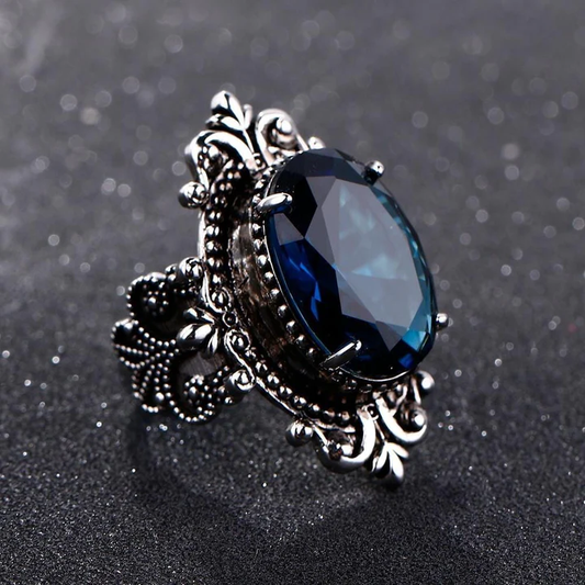 Vintage Dark Blue Stone Ring-Lydieannejewelry