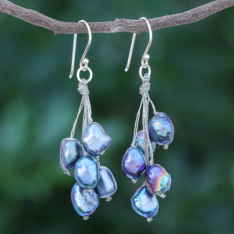Vintage Blue Rain Earrings-Lydieannejewelry