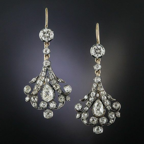 Vintage Dangling Crystalline Earrings-Lydieannejewelry