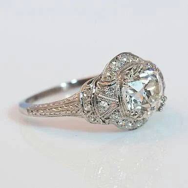 Vintage Silver White Crystal Ring-Lydieannejewelry