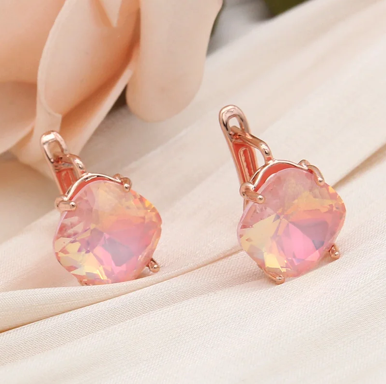 Elegant Pink Rounded Opal Earrings-Lydieannejewelry