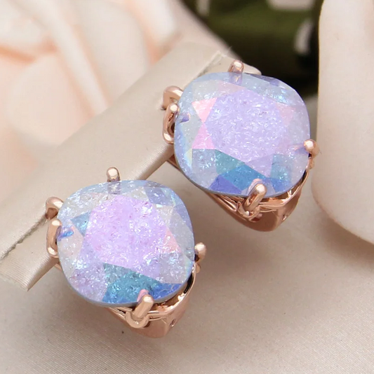 Elegant Purple Rounded Opal Earrings-Lydieannejewelry