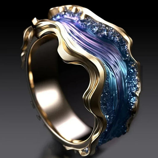 Vintage Golden Ocean Ring-Lydieannejewelry