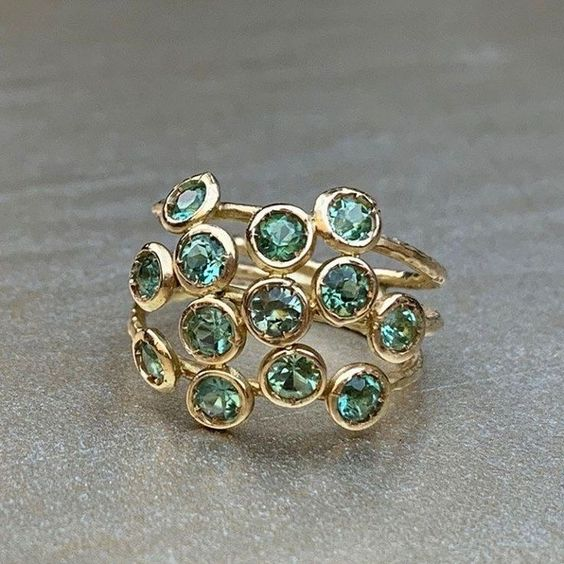 Vintage Green Inlaid Glass Ring-Lydieannejewelry