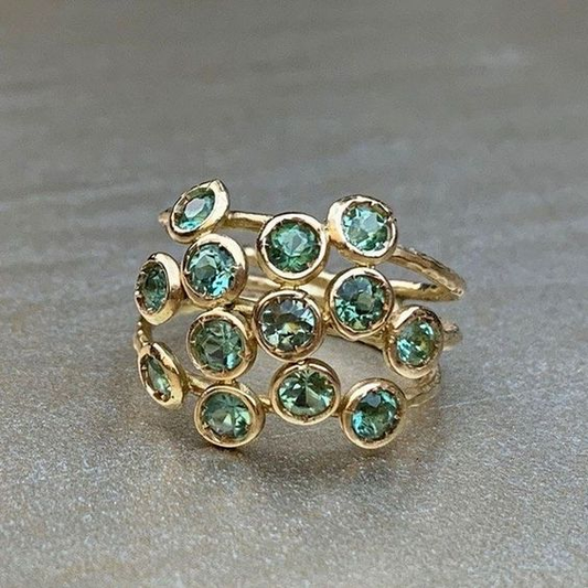 Vintage Green Inlaid Glass Ring-Lydieannejewelry